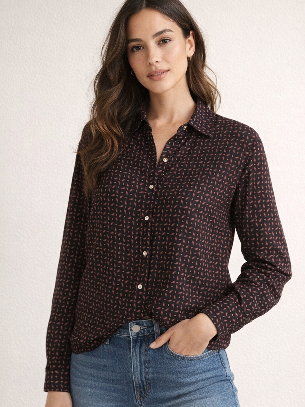 Vintage 90s Gitano Paisley Shirt Women’s  Size M Cotton Rayon Made in Singapore